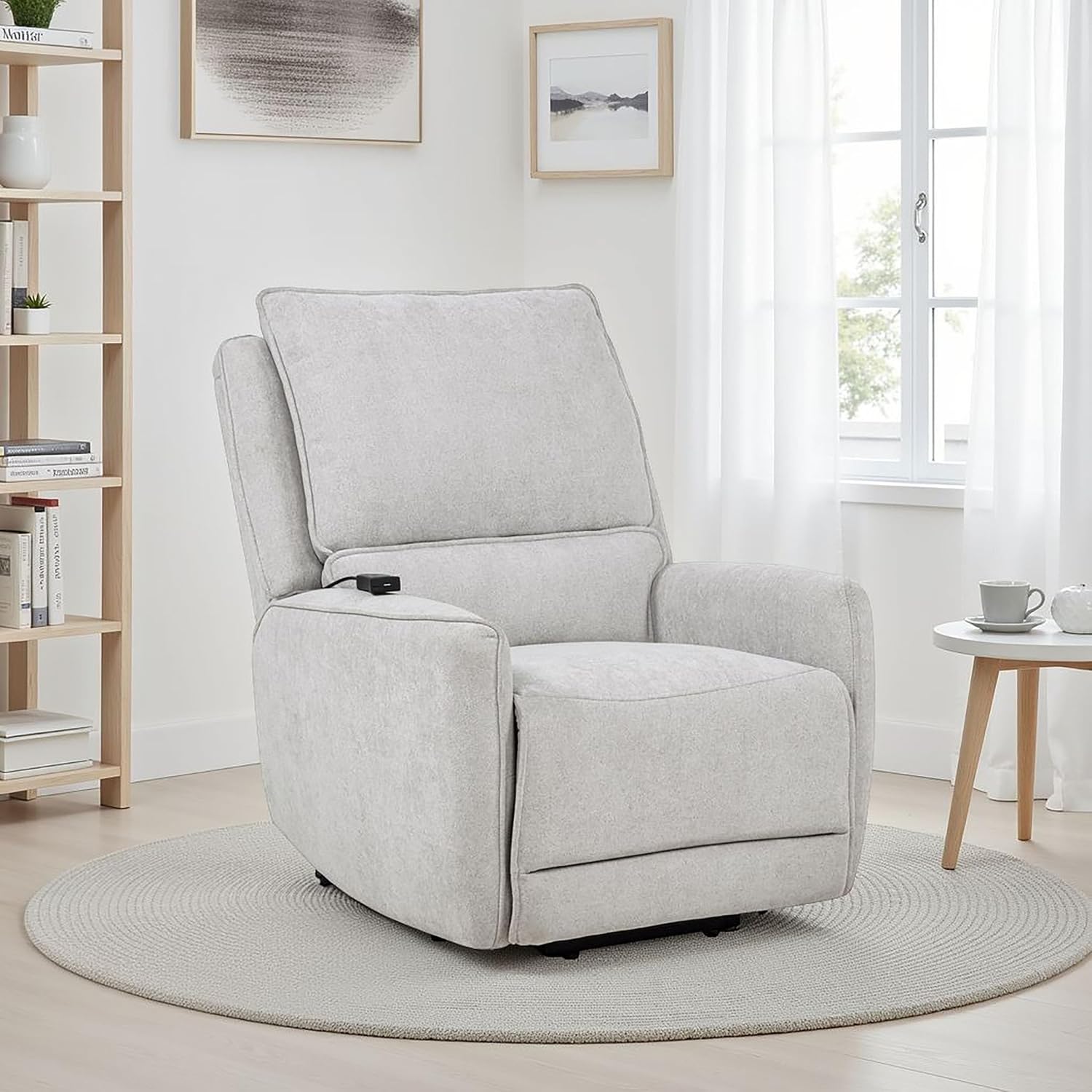 Coaster Home Furnishings - Sylmar - Dual Power Lift Recliner Chair with Adjustable Headrest, Wired Remote, Two USB Ports and Chenille Upholstery - Living Room - Dove Grey - 610524PP