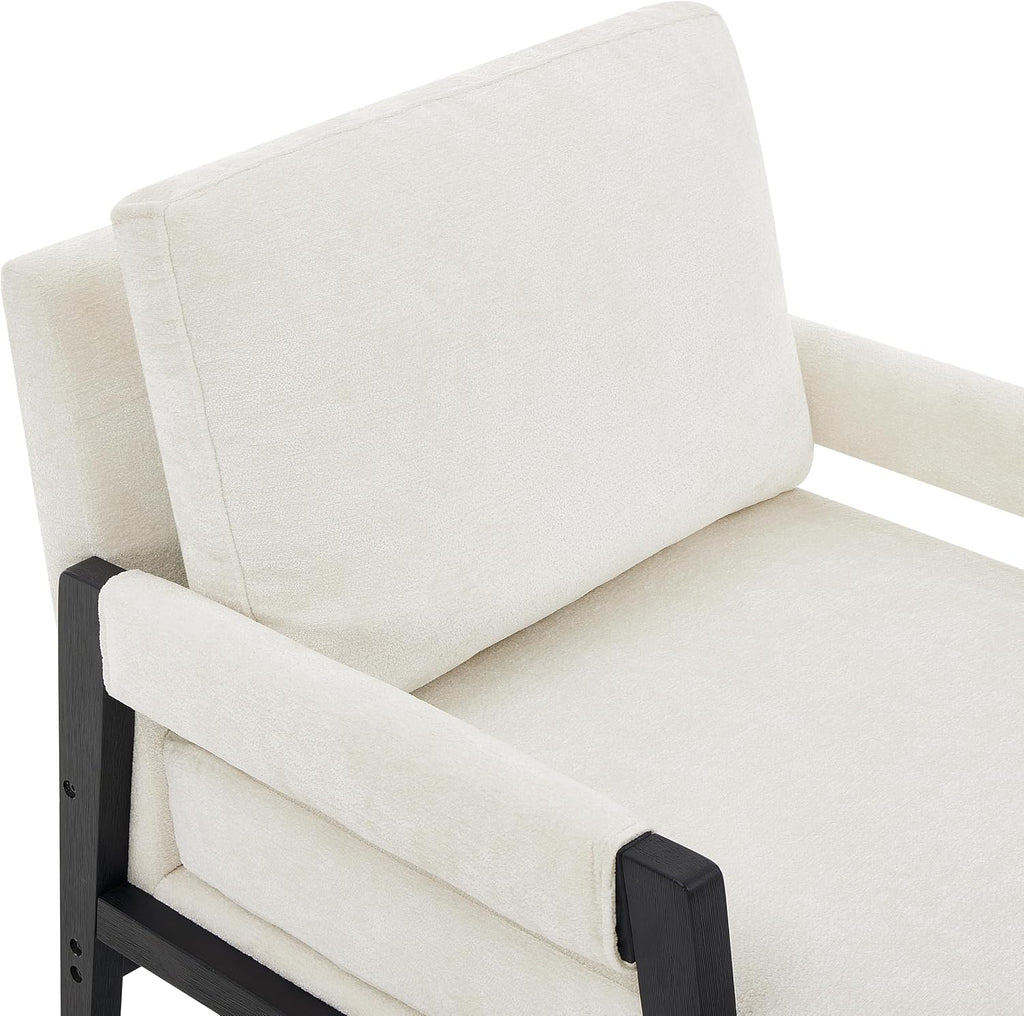 Roundhill Furniture Kelly Mid-Century Modern Chenille Upholstered Accent Armchair, White
