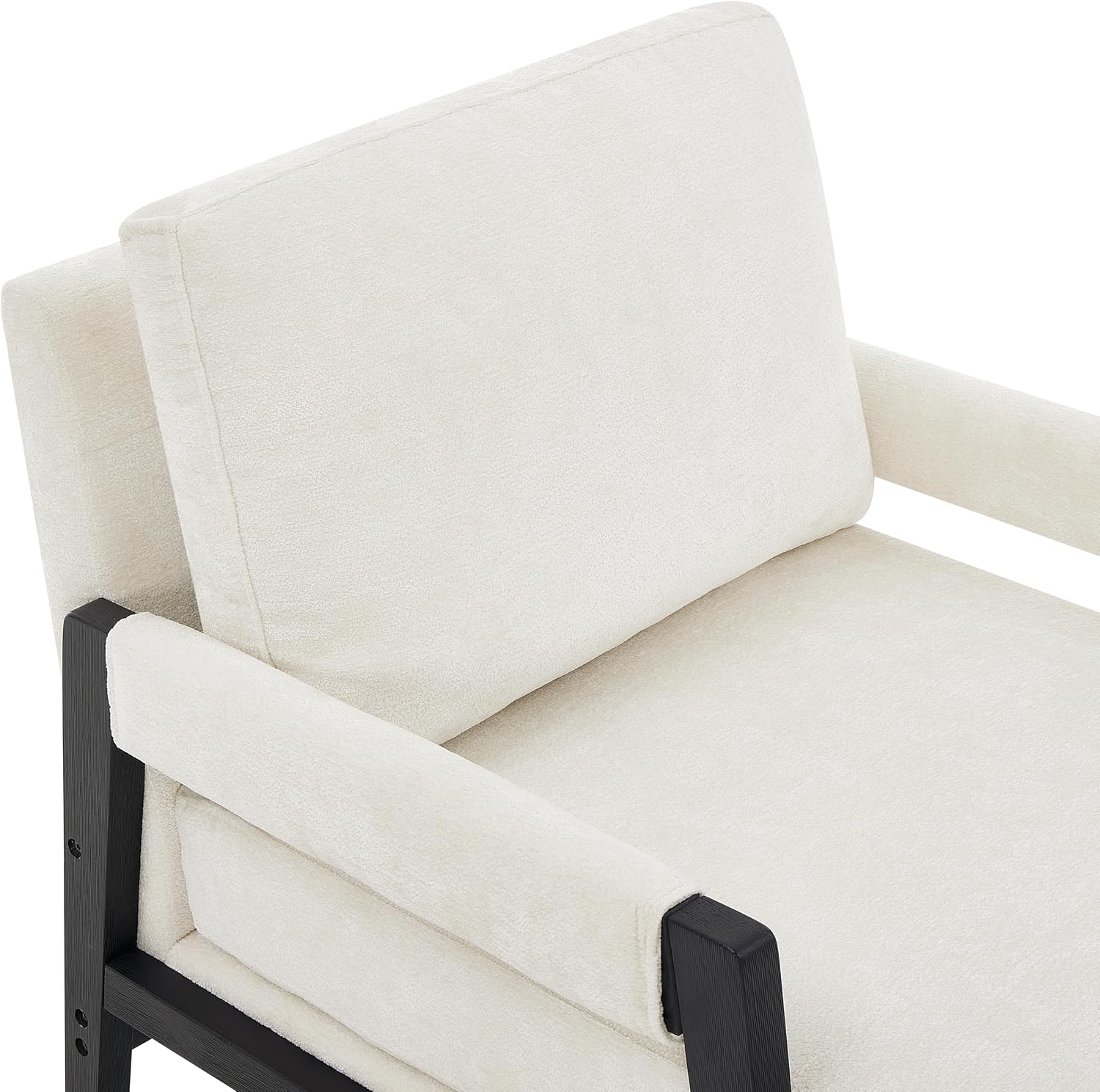 Roundhill Furniture Kelly Mid-Century Modern Chenille Upholstered Accent Armchair, White