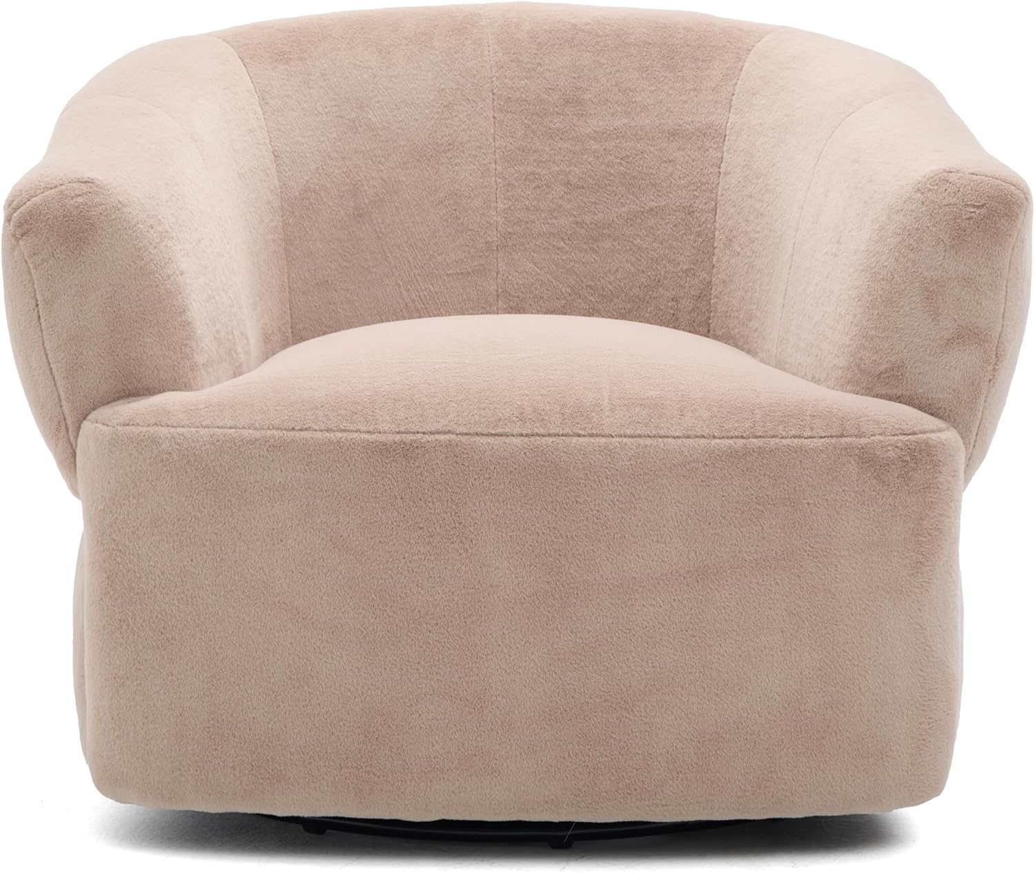 Christopher Knight Home Manie Plush Fabric 360° Swivel Accent Chair, Solid Wood Living Room Swivel Barrel Chair, Rotating Single Lounge Sofa, Comfy Reading Armchair, Beige/Camel