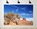 Trykid 20x10ft Monument Valley Desert Landscape Backdrop Wild West Blue Sky Red Rock Formation Tree Photography Background for Hiking Camping Birthday Party Decoration Tapestry Prop Fabric