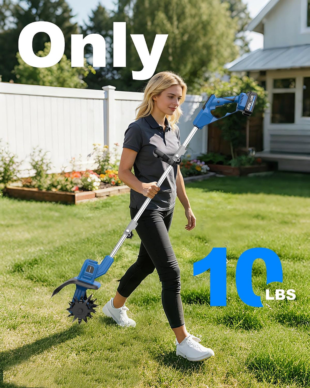 LUXTER Cordless Tiller Cultivator, 300RPM Electric Garden Tiller with 2×4.0Ah Batteries & Fast Charger, Brushless Motor, 9' Tilling Width 6.6' Depth Rototiller for Gardening Soil Cultivation