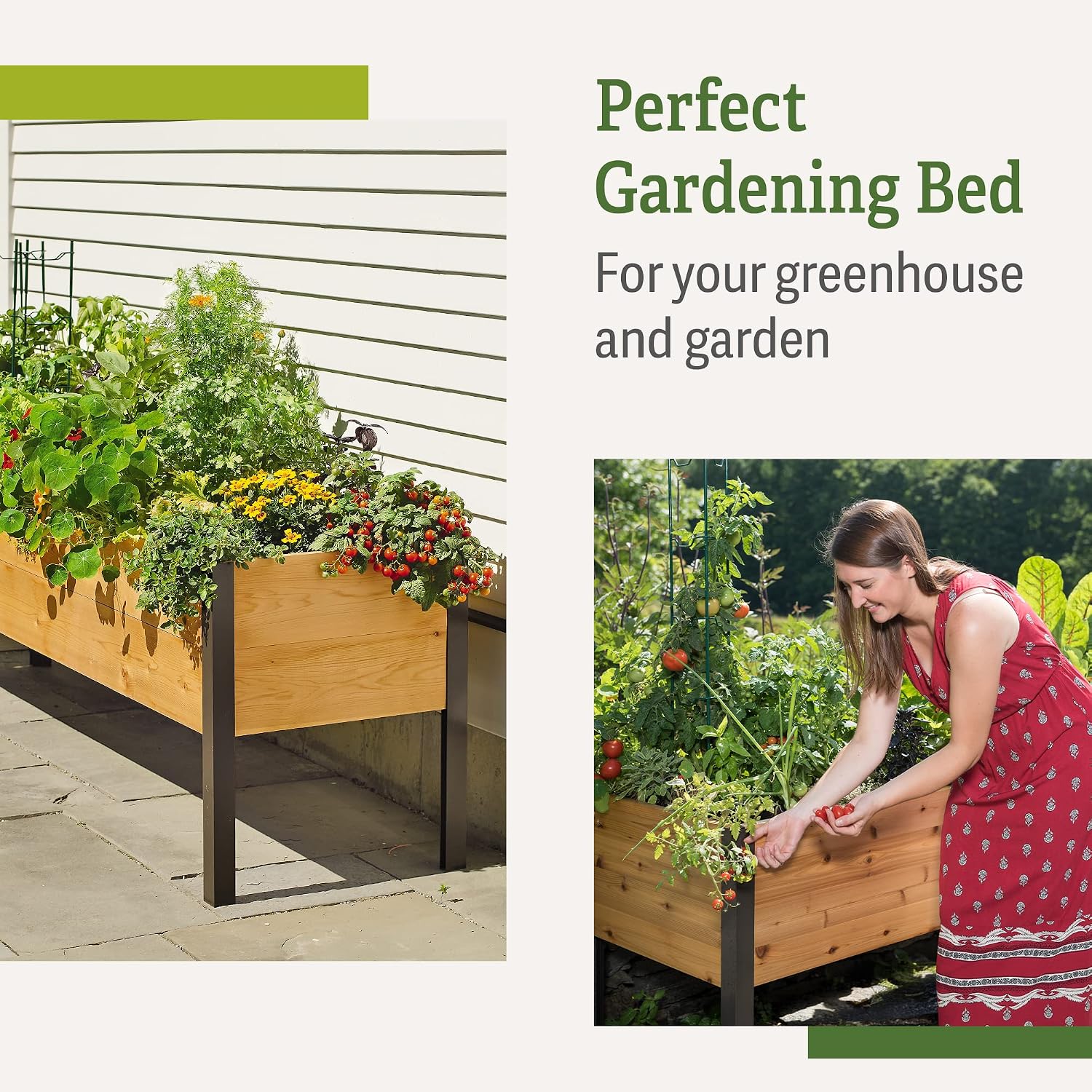 Gardener's Supply Company Elevated Cedar Raised Garden Bed | 2' x 8' Heavy Duty Standing Planter Box with Aluminum Corners for Outdoor Plants Vegetables Flowers | Perfect for Patio & Backyard