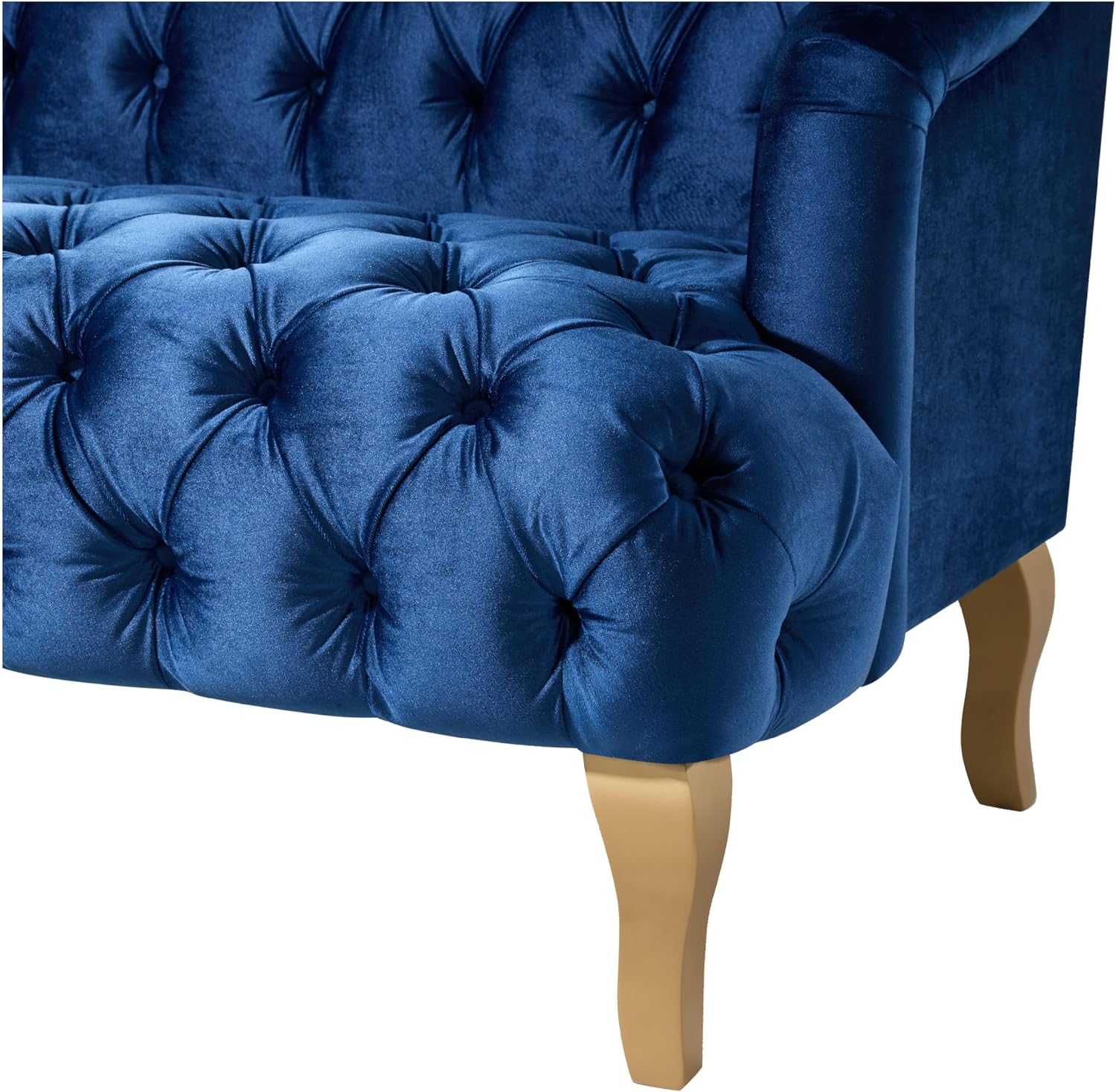 Christopher Knight Home Minxi Velvet Upholstered 3 Seater Sofa Couch, Wooden Home Sofa Living Room, Comfy Cloud Couch for Bedroom, Home Office, Button Tufted with Diamond Stitching, Dark Blue