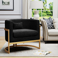 Velvet Accent Chair Black Modern Barrel Chair with Gold Legs Upholstered Armchair for Bedroom Living Room Sofa Chair Club Side Chairs