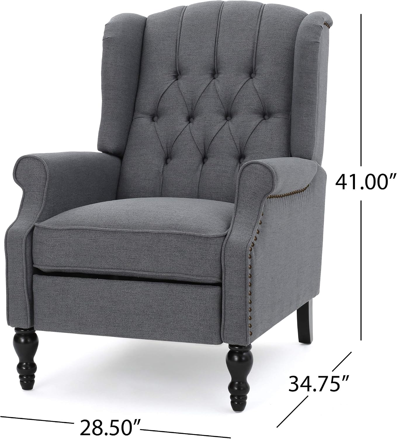 Christopher Knight Home Earlean Fabric Recliner (Set of 2), Charcoal, Dark Brown