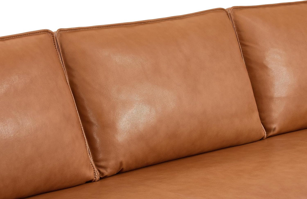 Valencia Varese 90' Full Leather Couch Cognac Tan Brown- Italian Nappa Leather Modern Cloud Couch for Living Room/Apartment Furniture
