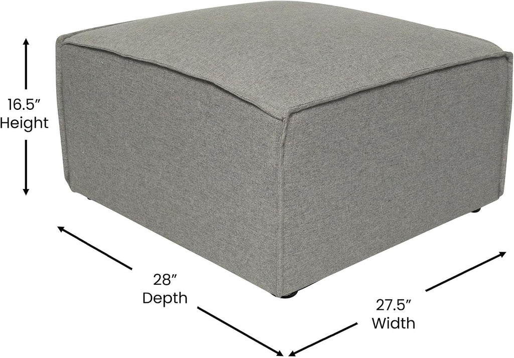 Flash Furniture Bridgetown Fabric Ottoman Module for Sectional Sofa, Customizable Modular Couch Ottoman, Gray