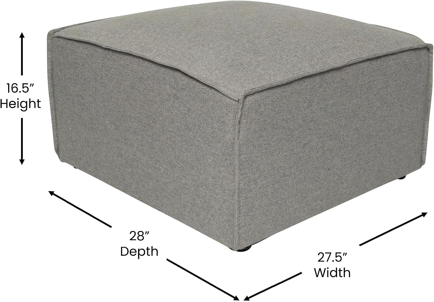 Flash Furniture Bridgetown Fabric Ottoman Module for Sectional Sofa, Customizable Modular Couch Ottoman, Gray
