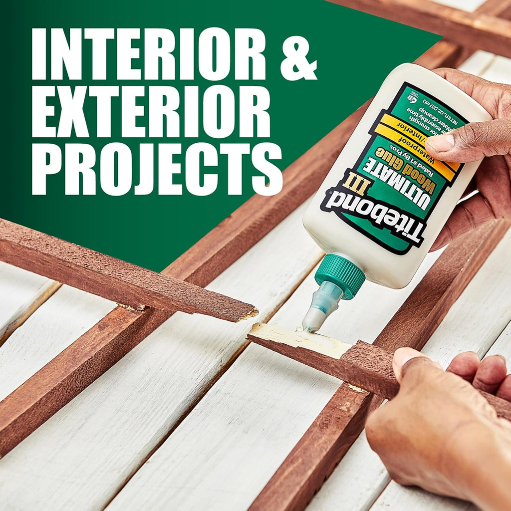 Titebond III Ultimate Wood Glue 16 Oz. (12 Pack) – Premium Professional Woodworking Adhesive, Waterproof, Strong Initial Tack, Interior/Exterior Use, Easy Water Cleanup – 1414