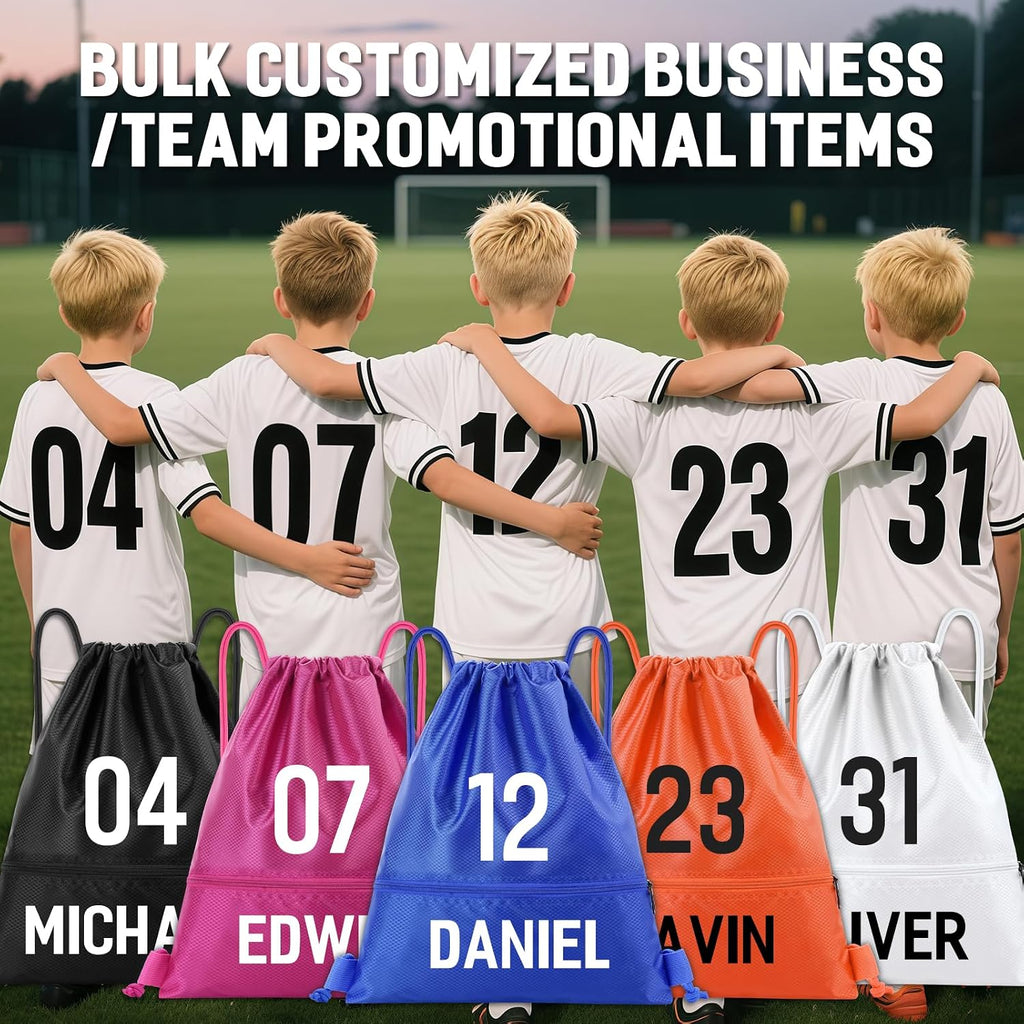 30 Pack Custom Drawstring Bags Bulk, Personalized Drawstring Backpacks with Initials Name for Sports, Draw String Back Bag for Travel Beach Dance Gymnastics Climb Trip Party Daily Use