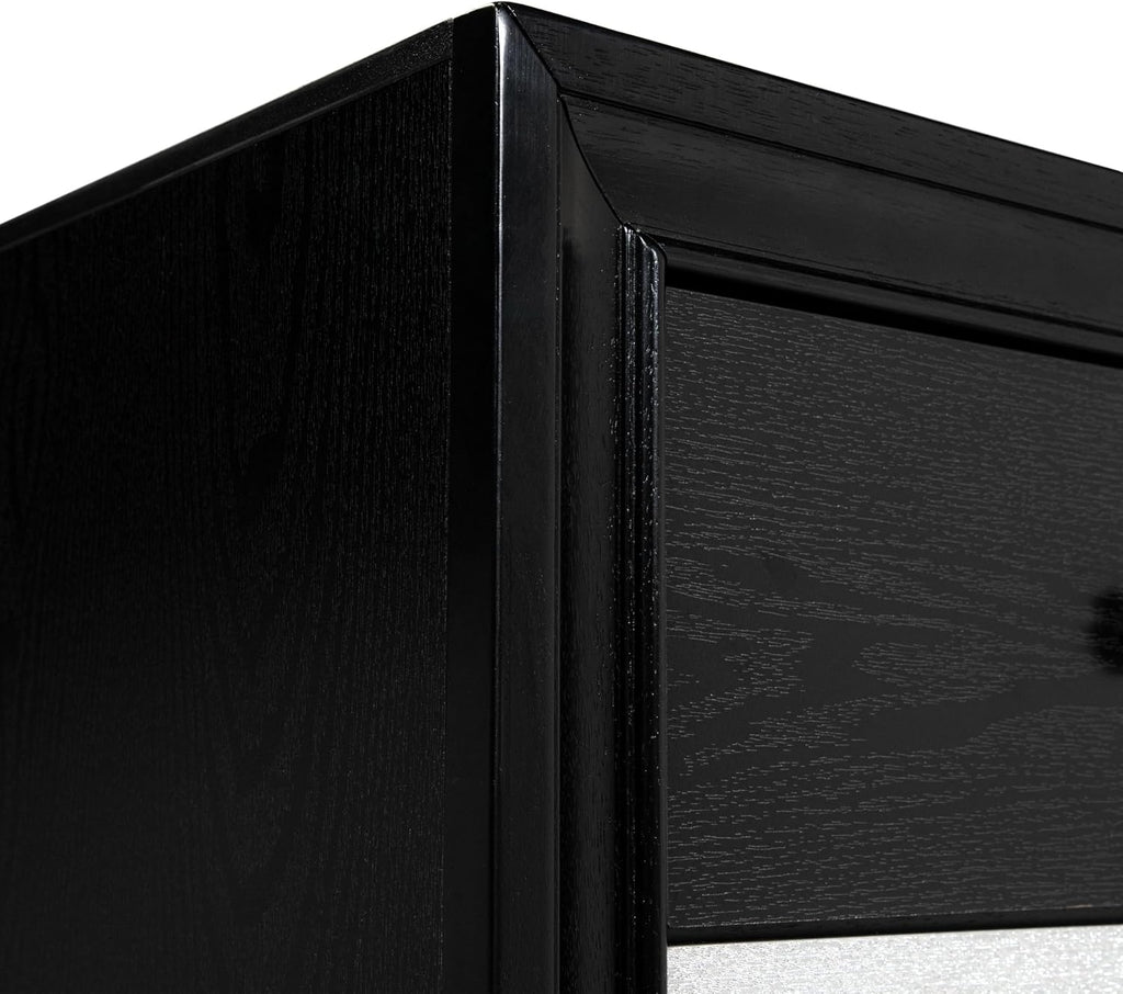 HOMES: Inside + Out Dierks Modern Wood 2-Piece Nightstand and 9-Drawer Dresser Set with Jewelry Storage for Bedroom, Black