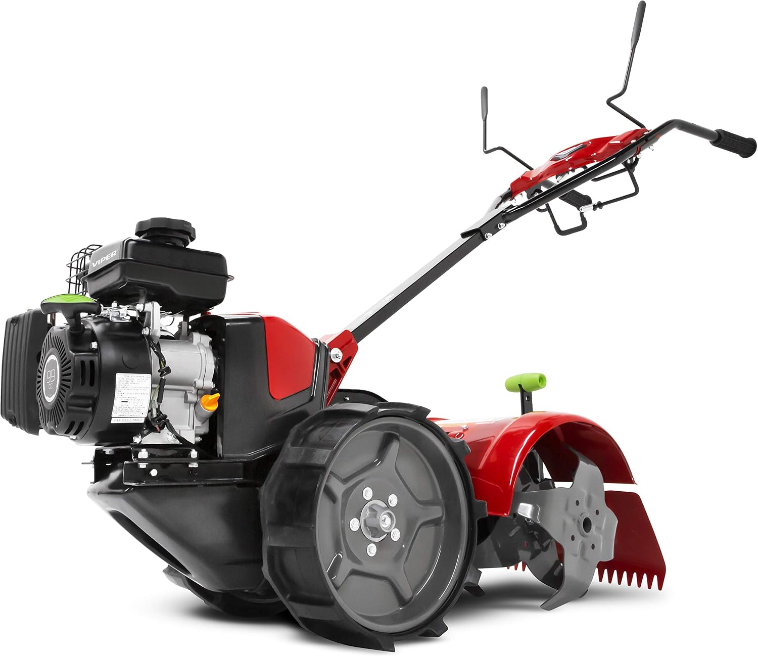 EARTHQUAKE 31285 Pioneer Dual Direction Rear Tine Tiller with Instant Reverse, Airless Wheels, 17' Width, 11' Tilling Depth, 99cc 4-Cycle Viper Engine, Black/Red