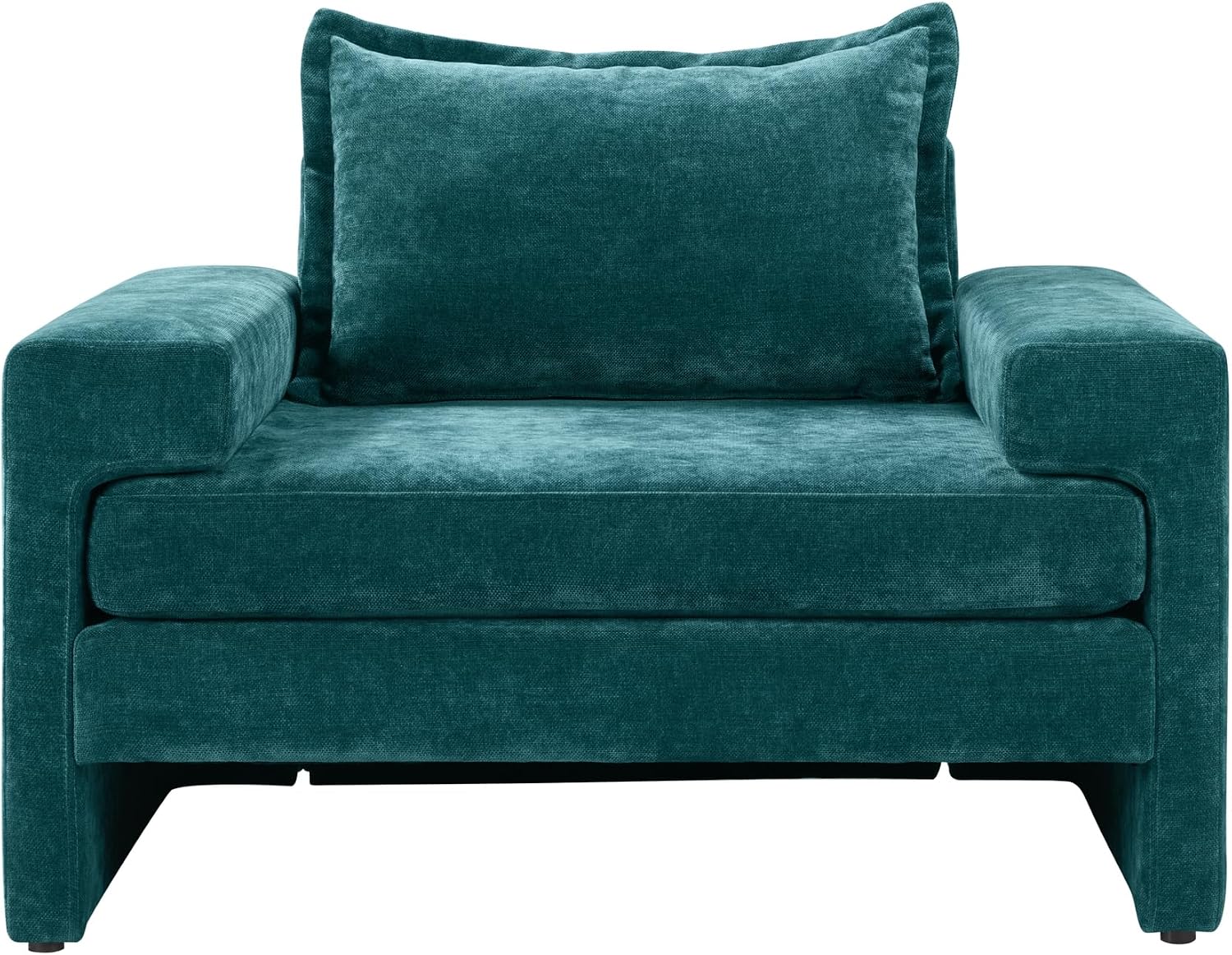 Christopher Knight Home Aylen Modern Chenille Upholstered Accent Chair with Wide Armrests, Wooden Living Room Club Chair, Bedroom Comfy Reading Chair with Back Pillow, Teal Green