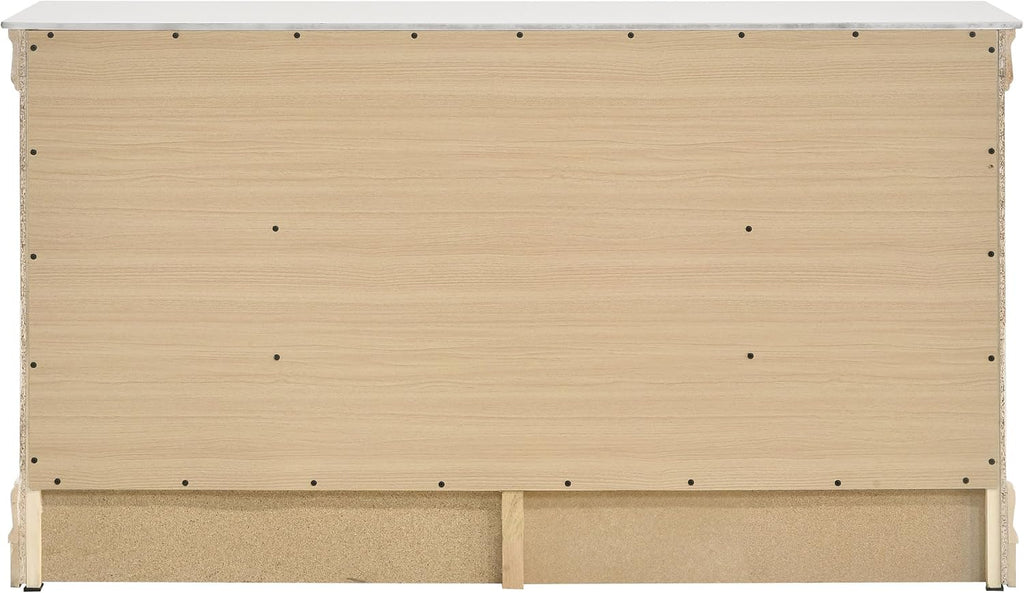 Coaster Home Furnishings - Louis Philippe - Wood - 6-Drawer Dresser with Traditional Style, Molded Trim, Bracket Feet, Center Metal Glides - Bedroom - White - 202443