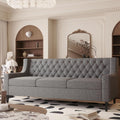 GDFStudio 78.75' 3-Seater Sofa, Button Tufted Backrest Big Comfy Couch with Plush Cushions, Mid Century Modern Couches Home Living Room Sofa, Upholstered Sofas & Couches for Apartment Bedroom, Grey