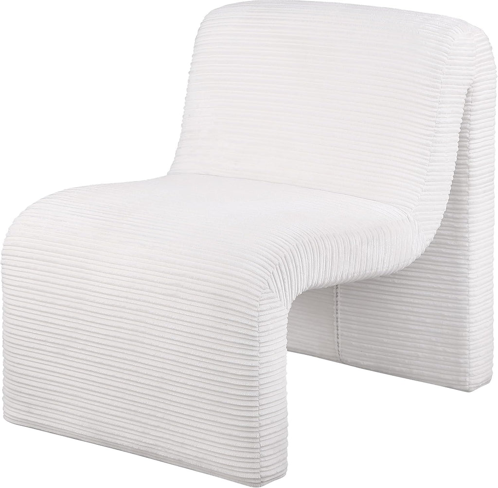 Coaster Home Furnishings - Drayton - Wood and Metal - Upholstered Armless Accent Chair with Sinuous Curves, Ribbed Detailing and Foam Padding - Living Room - Ivory - 907525