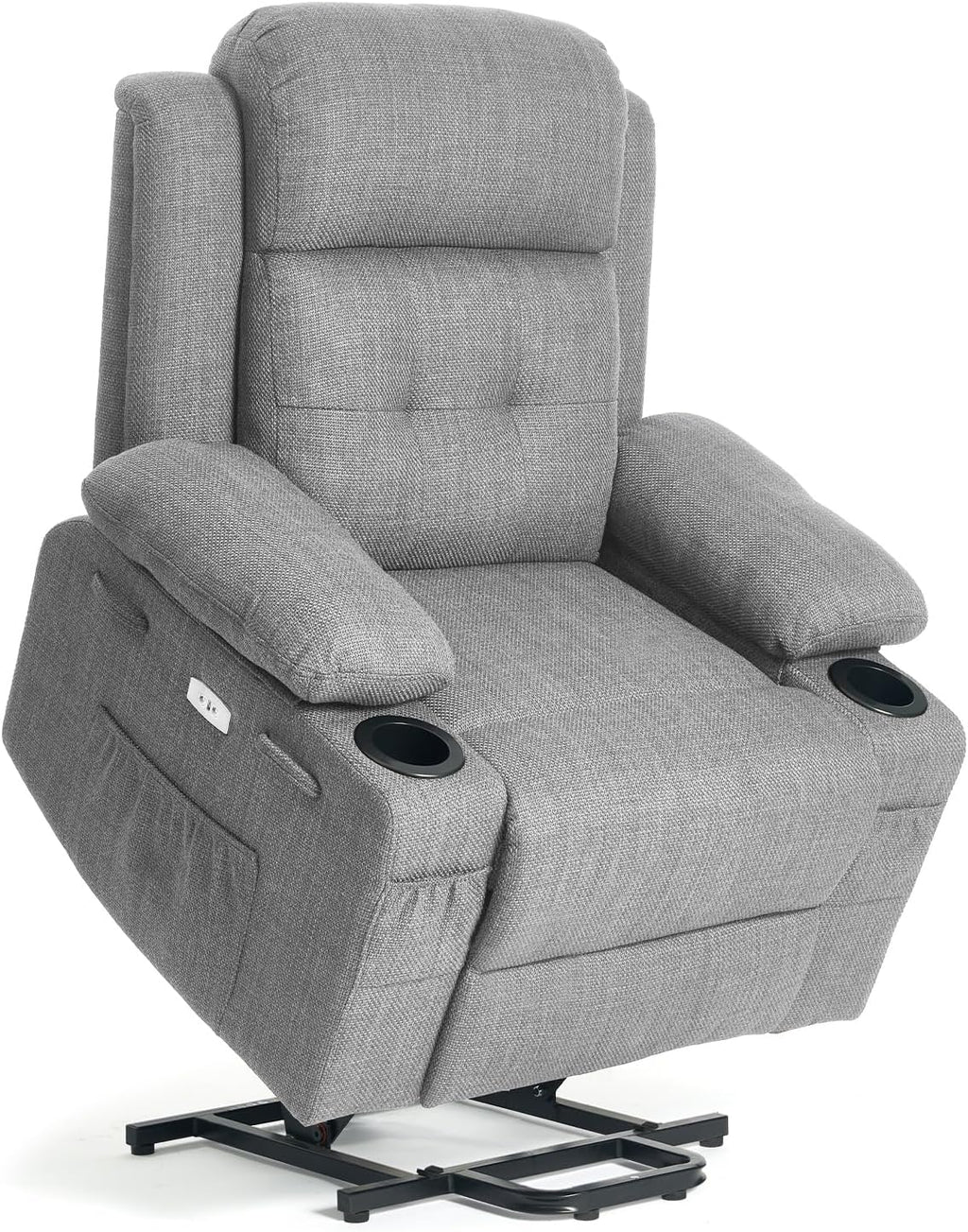 Polar Aurora Power Lift Chair for Elderly,Electric Recliner Chair with Heating and Vibrating Massage,Living Room Chair with Adjustable Back,Thickened armrest,USB Ports,2 Cup Holders,Gray