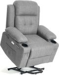 Polar Aurora Power Lift Chair for Elderly,Electric Recliner Chair with Heating and Vibrating Massage,Living Room Chair with Adjustable Back,Thickened armrest,USB Ports,2 Cup Holders,Gray