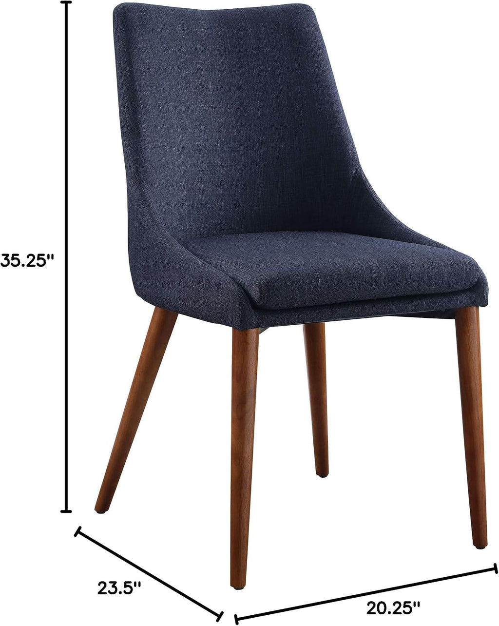 OSP Home Furnishings Palmer Mid-Century Modern Dining Accent Chair 2-Pack, Navy