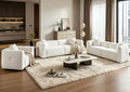 VANOMi Living Room Furniture Sets of 3, Modern Boucle Sofa and Chairs Sets with Single Cozy Oversized Armchair & 2 PC 95' W Large Loveseat Sofa for Living Room, Office, Apartment, White