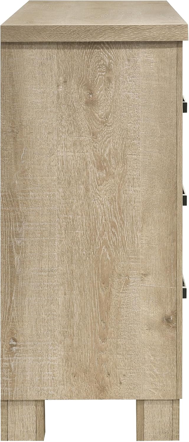 Coaster Home Furnishings - Oakglen - Engineered Wood - 6-Drawer Dresser with Rustic Style, Dark Bronze Handles, Rectangular Shape - Bedroom - Weathered Oak - 225103