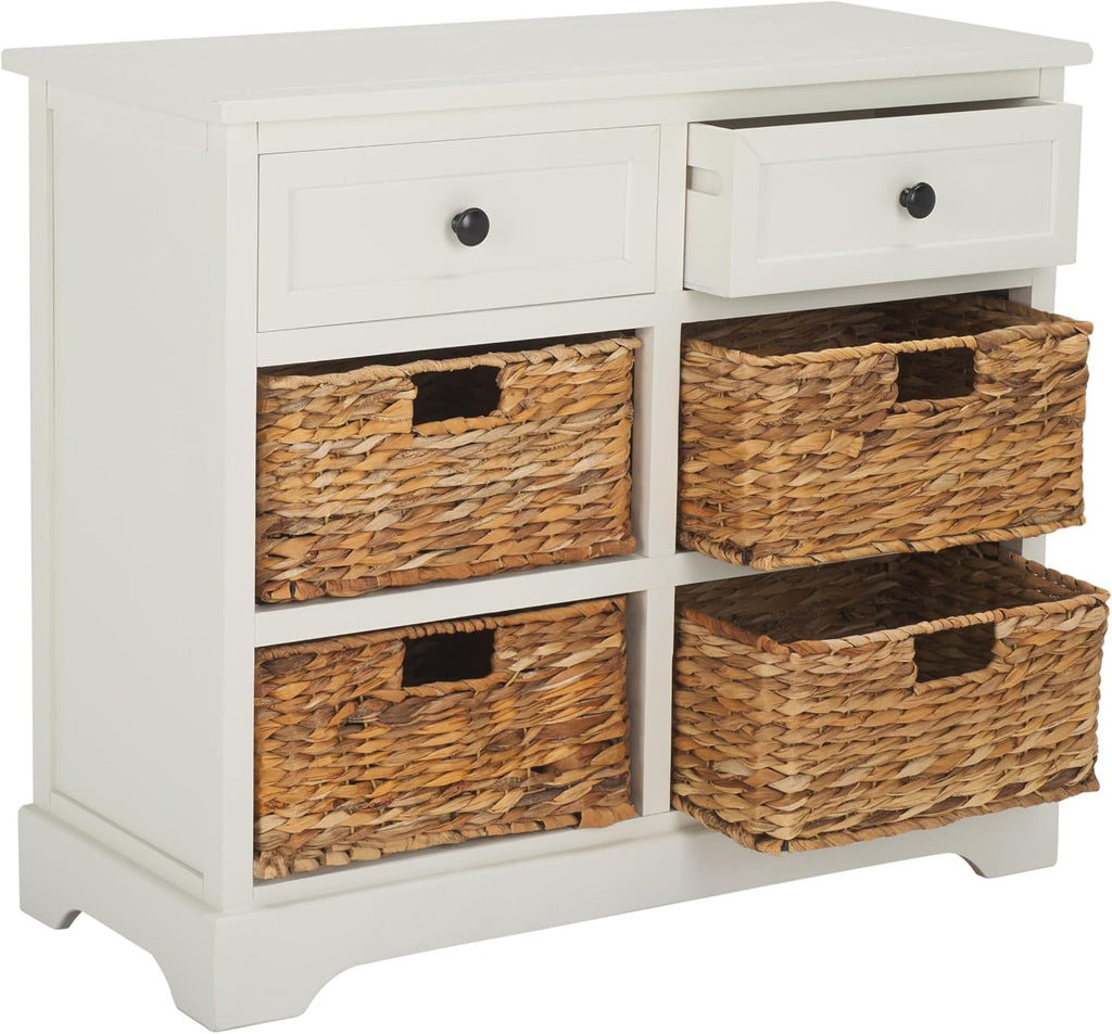 SAFAVIEH Furniture - Herman 2-Drawer Storage Unit - Distressed Cream - Solid Wood - Classic Storage Design - Ideal for Living Room, Entryway, 29' W x 13' D x 27.5' H - Fully Assembled (AMH5702C)
