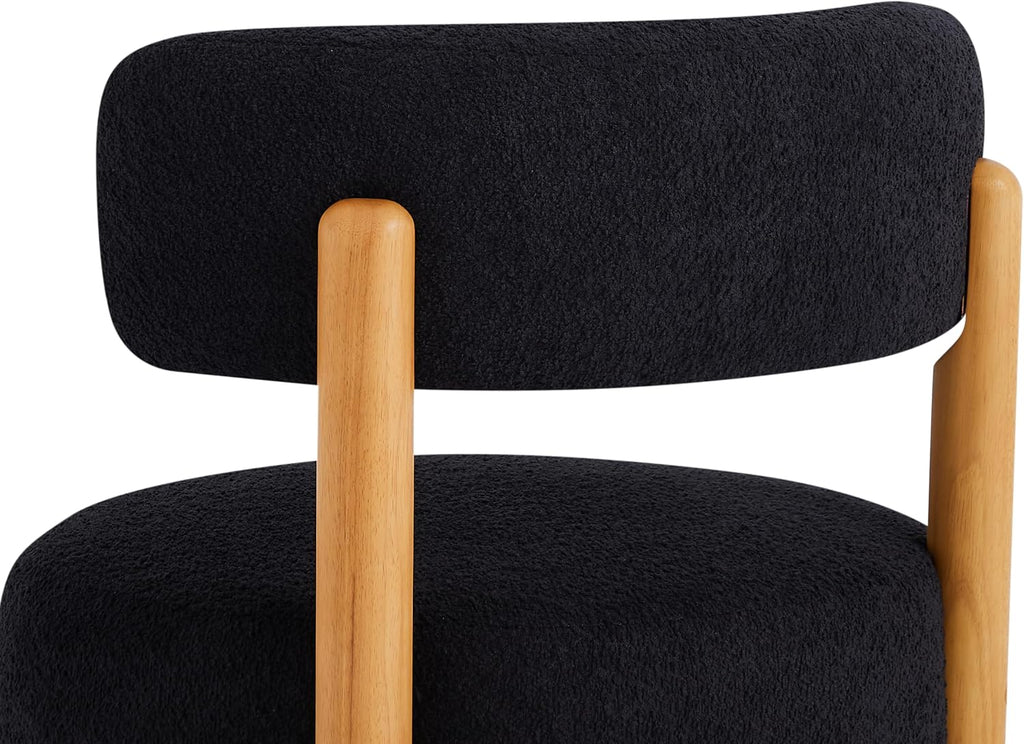 Christopher Knight Home Eloise Modern Accent Chair Set of 2, Boucle Upholstered Lounge Chair Indoor with Wooden Frame, Comfy Reading Chair for Bedroom, Black+Natural