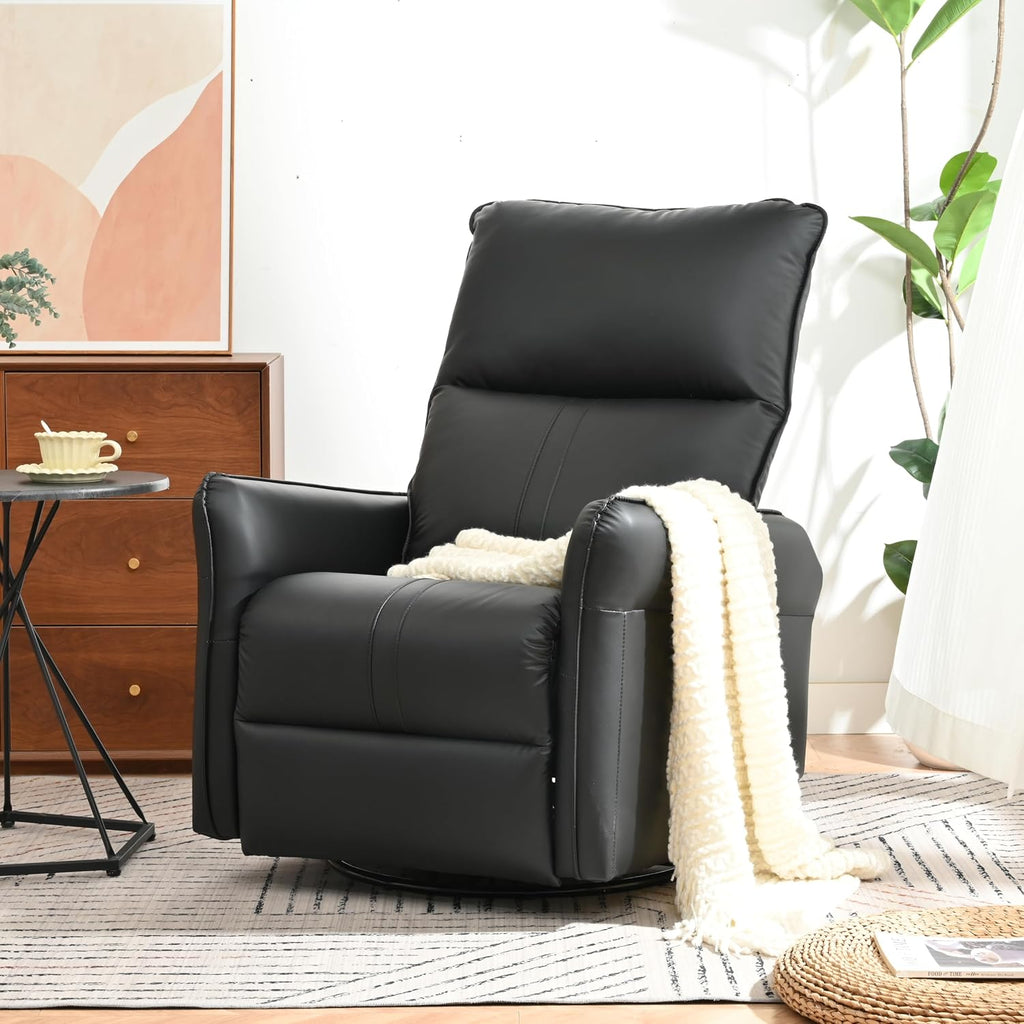 Ball & Cast Power Recliner Chair with USB and Type-c Ports,Swivel Rocker Recliner Sofa W/Padded Backrest,Infinite Position Power Lift Chair,for Living Room,Bedroom,Home Theaters,Black