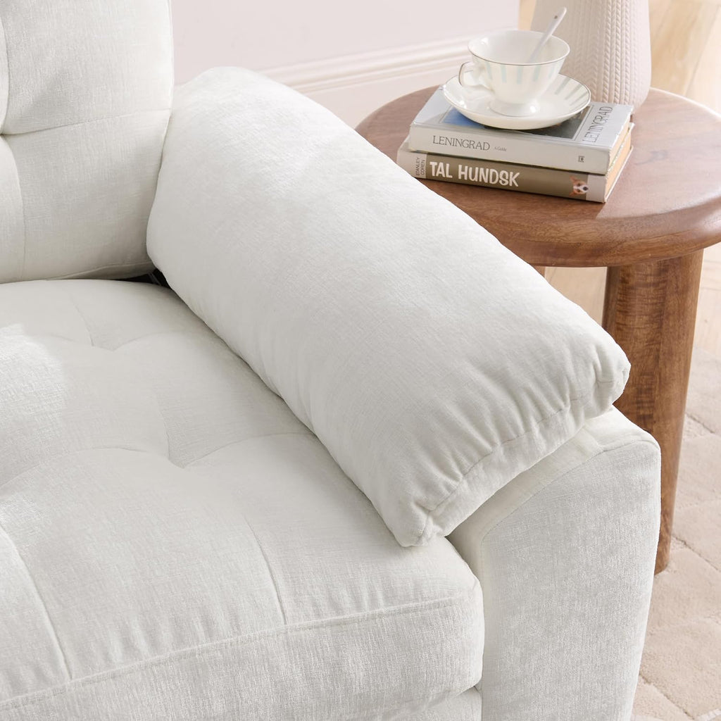 KEIKI 56' Oversized Chaise Lounge Chair Indoor with Storage Ottoman, USB Port &Phone Stand, Cloud Upholstered Chaise Lounge Recliner, Deep Seat Reading Couch Sofa Bed for Living Room Bedroom,Beige