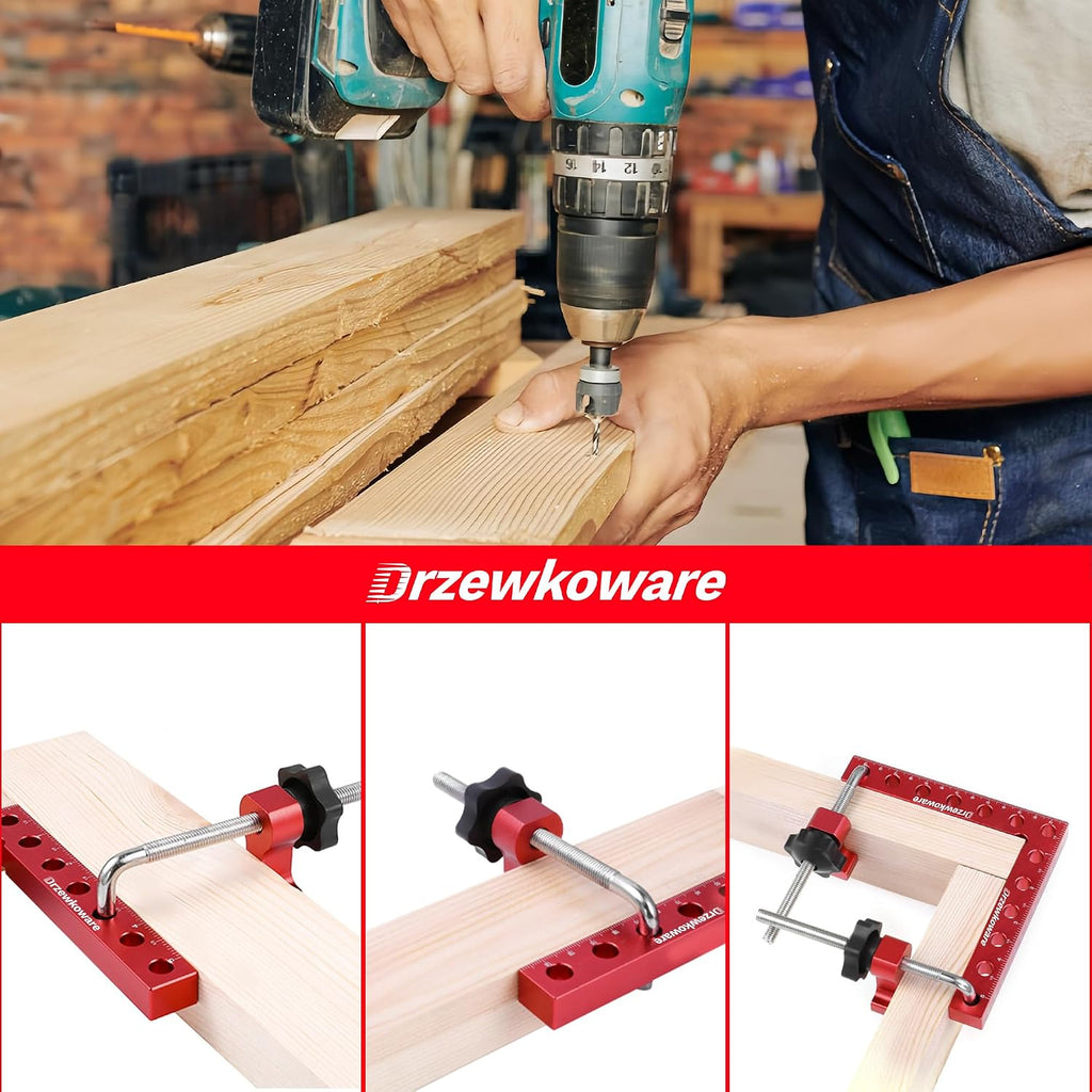 Corner Clamps for Woodworking Drzewkoware 90 Degree Square Clamps 4 Pack 5.5'x 5.5'Aluminum L Type Positioning Clamping Squares Carpenter Tools