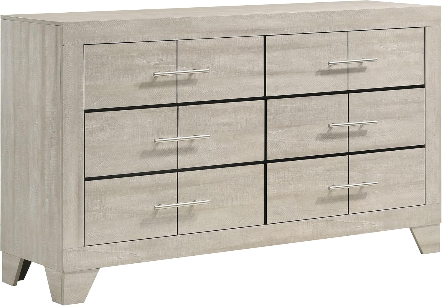 Coaster Home Furnishings - Trenton - Engineered Wood - 6-Drawer Bedroom Dresser with Contemporary Style, Nickel Handles, English Dovetail Joinery - Bedroom - Rustic Cream - 225063