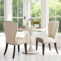 Savoy Upholstered Dining Chairs – Set of 2 Parsons Style Accent Chairs with Cream Linen Fabric, Nailhead Trim, and Dark Stained Legs – for Dining Room, Desk, or Sitting Area by Alaterre Furniture