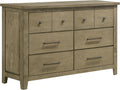 Coaster Home Furnishings - Hazlewood - Wood - 6-Drawer Dresser with Rustic Style, Antique Nickel Pulls and Oak Grain Texture - Bedroom - Vineyard Oak - 207533