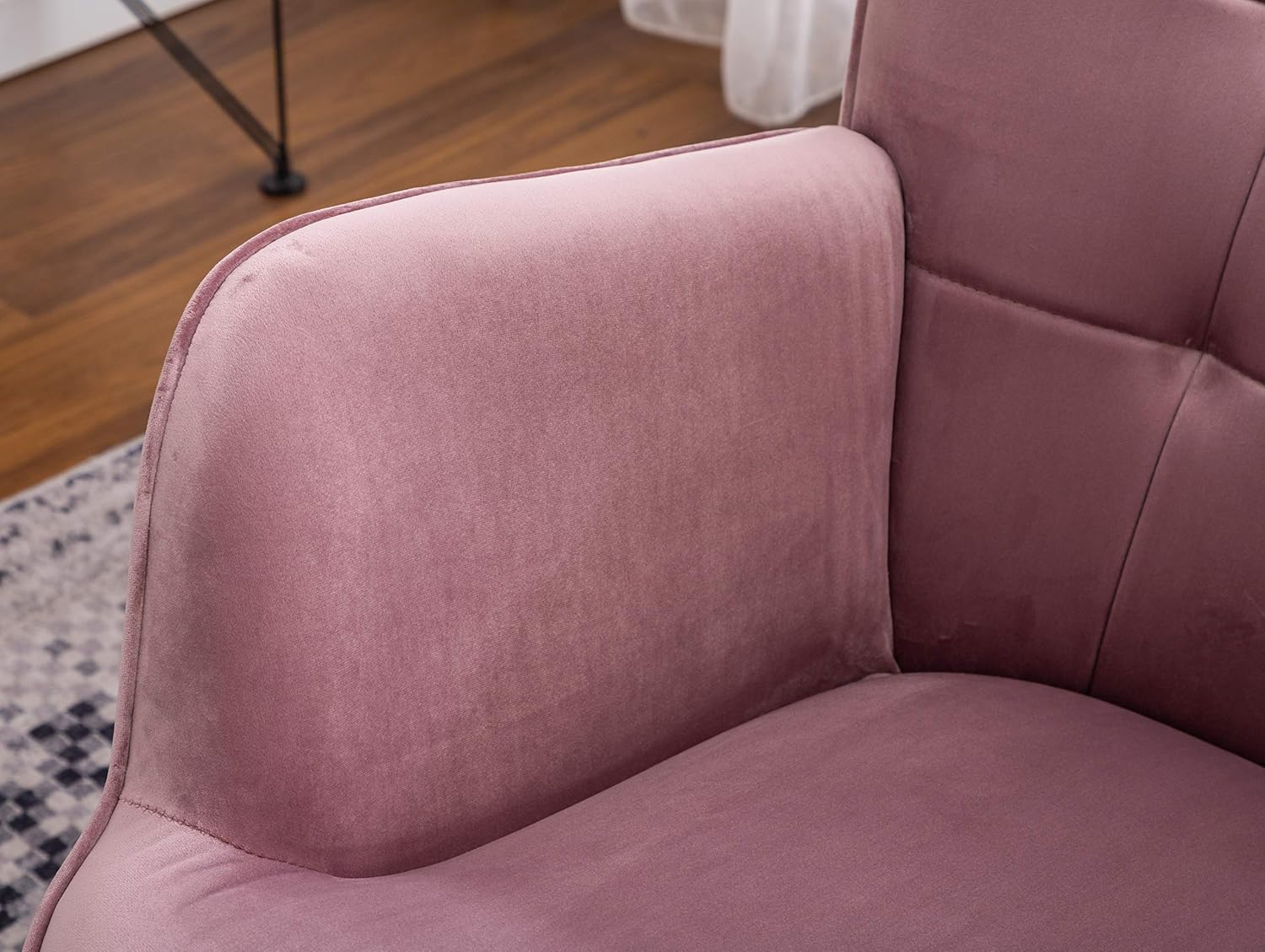 Roundhill Furniture Leiria Contemporary Silky Velvet Tufted Accent Chair with Ottoman, Mauve