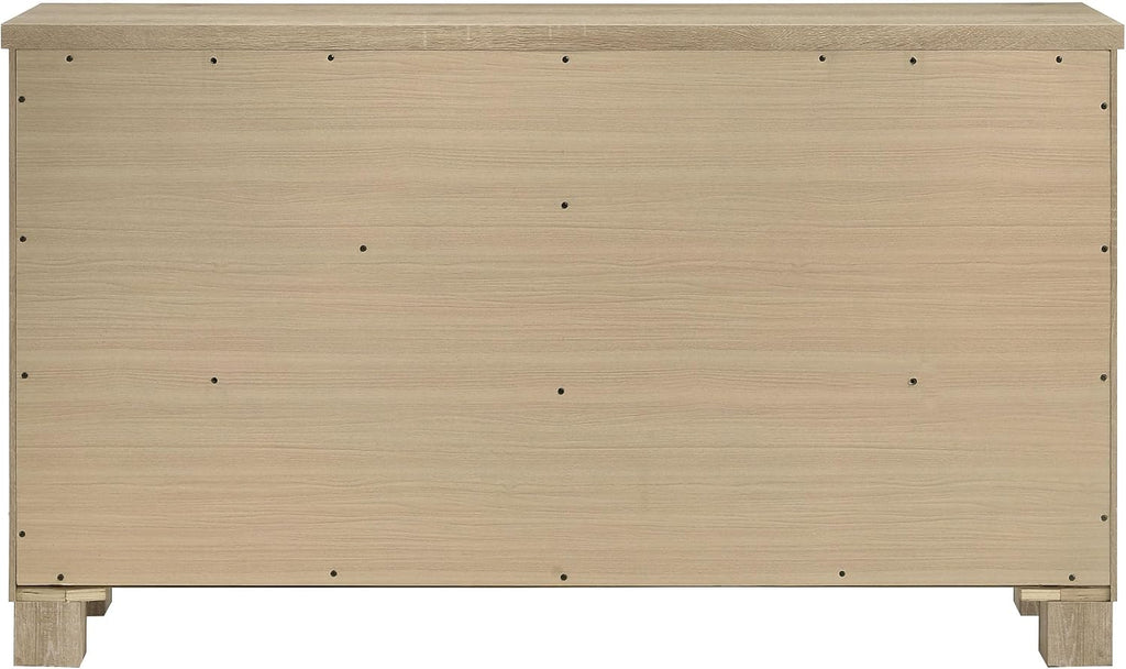 Coaster Home Furnishings - Oakglen - Engineered Wood - 6-Drawer Dresser with Rustic Style, Dark Bronze Handles, Rectangular Shape - Bedroom - Weathered Oak - 225103
