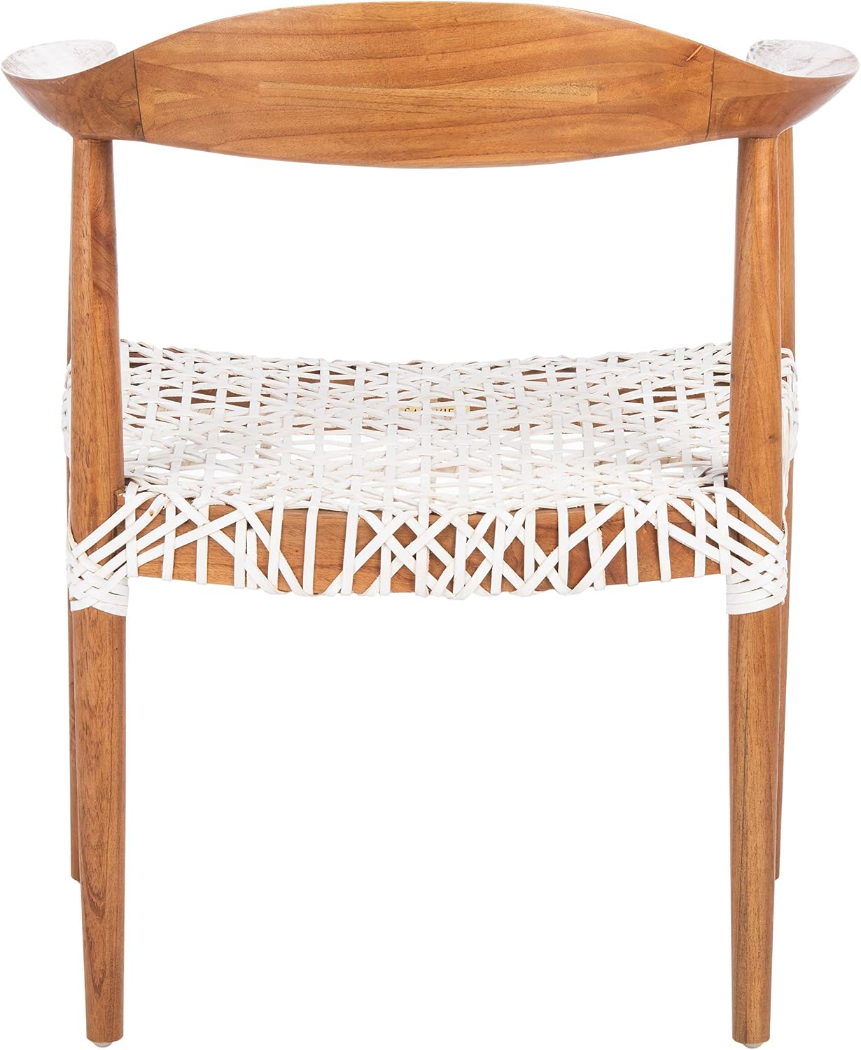 Safavieh Home Collection Juneau Leather Woven Natural and Off-White Accent Chair