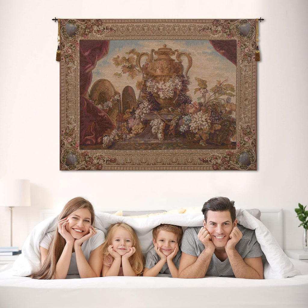 Charlotte Home Furnishings Inc. Vase And Raisins French Tapestry Wall Hanging, 32 x 44 Inch, Viscose Cotton and Polyester Blend Wall Art, Perfect For Home Decor, Wall Decor by J.B.Monoyer