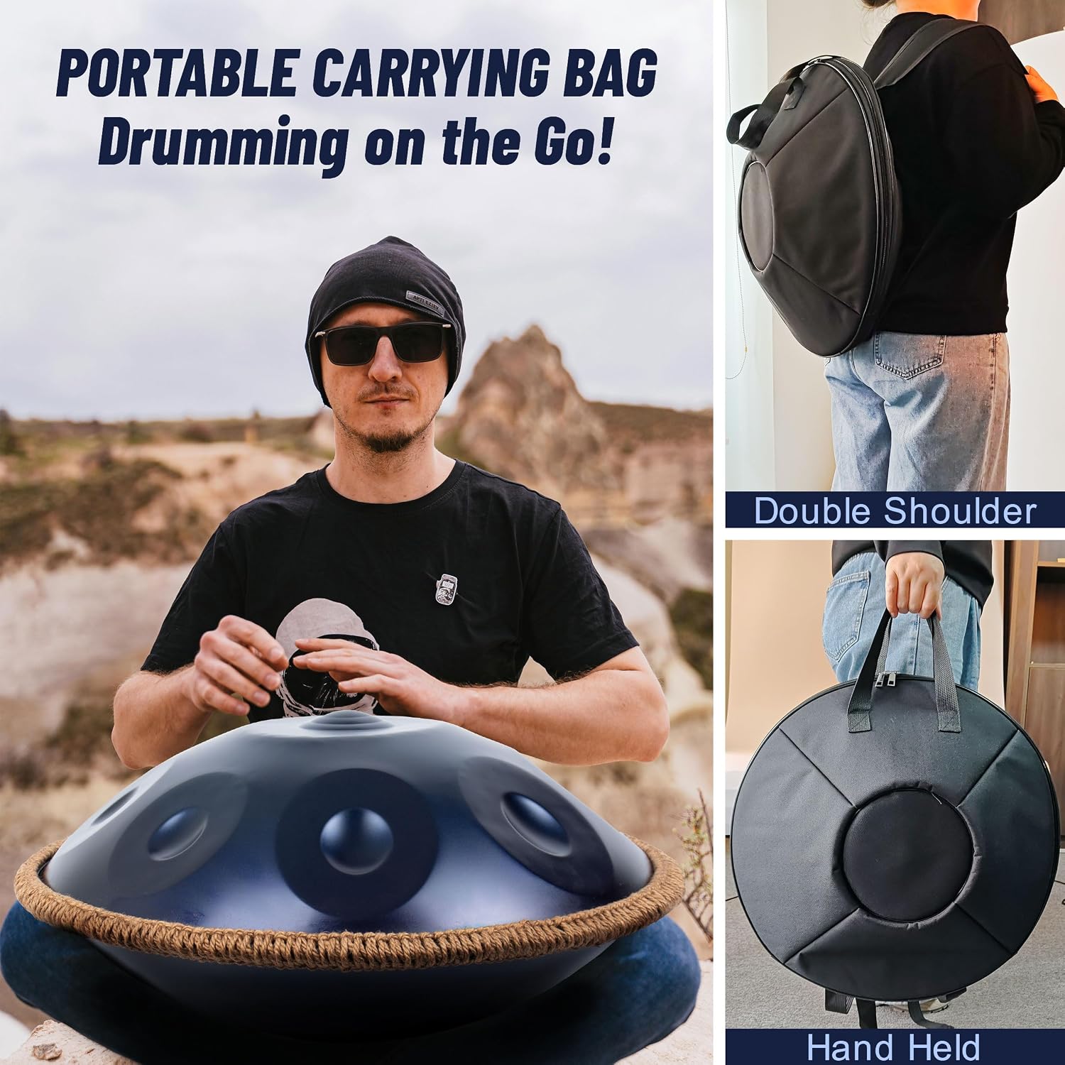 Handpan 19 inch D Minor Kurd Handpan 10 Notes Handpan Drum Instrument for Professional Performance, 432HZ Sound Handpan Drums for Adults