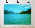 Trykid 20x10ft Green Mountain Lake Backdrop Lush Forested Valley Nature Landscape Photography Background Hiking Camping Party Decoration Tapestry Photo Studio Prop Fabric