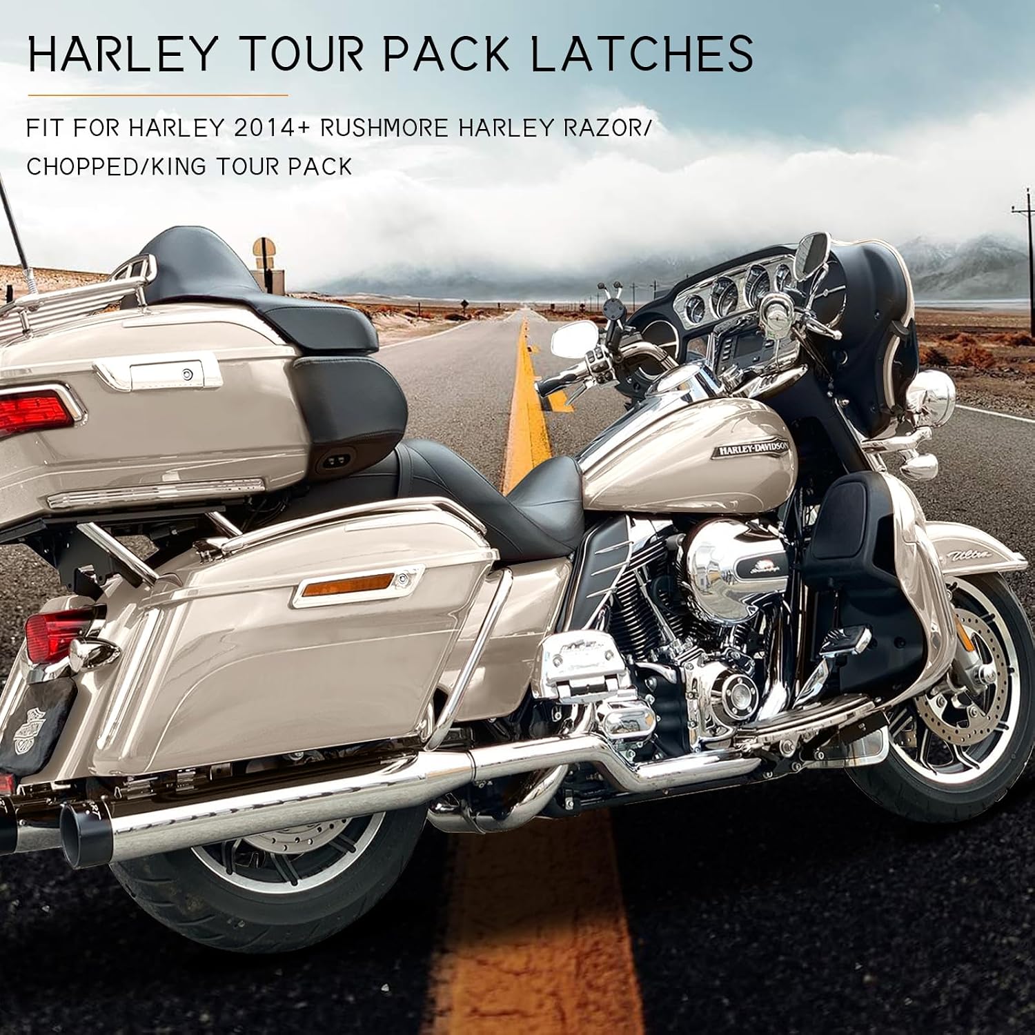Tour Pack Latches Hinges Fit for Harley Touring Razor Chopped King Pak Road King Road Glide Street Glide Electra Glide 2014-2025 Silver Fortune