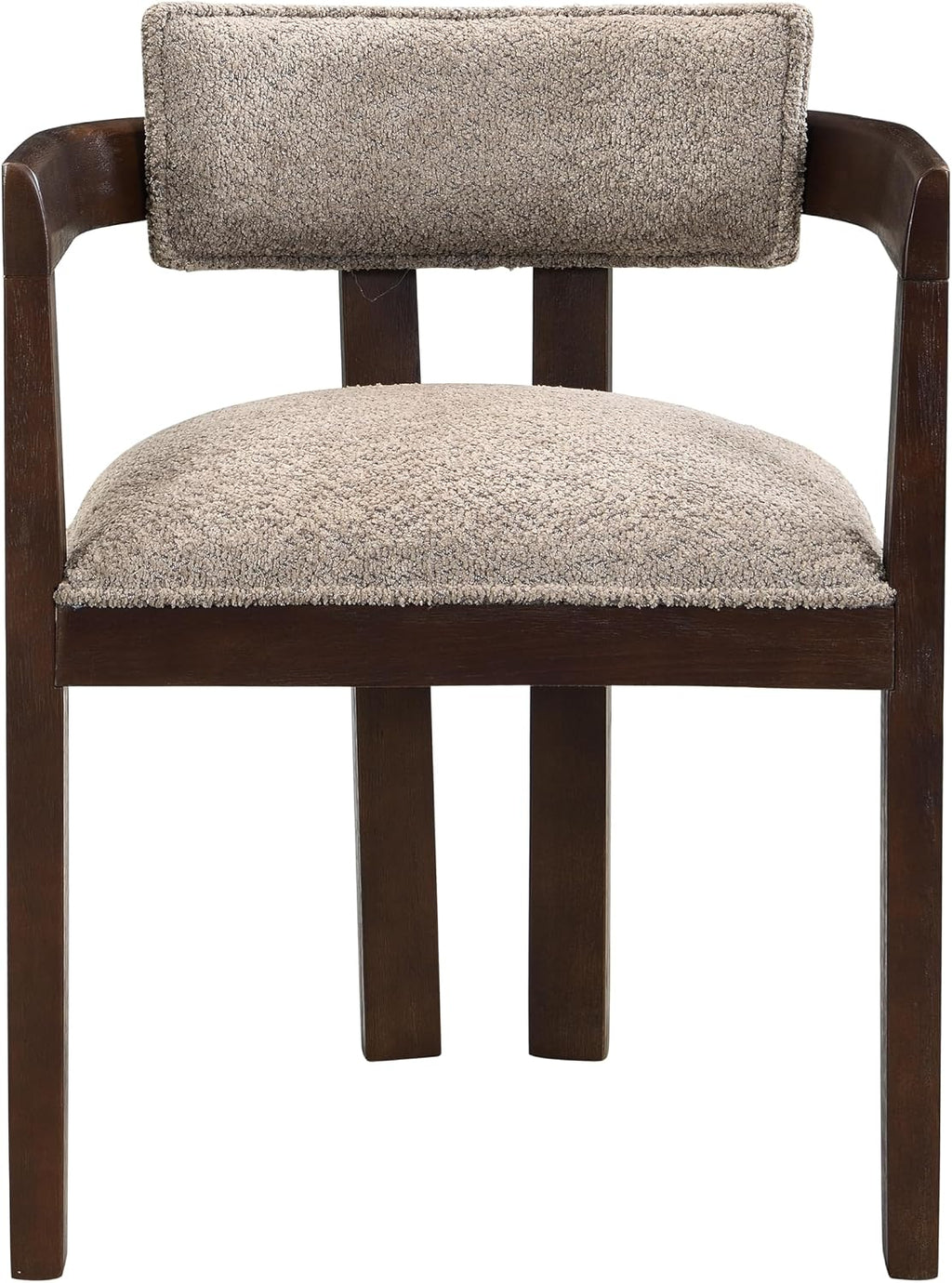 Christopher Knight Home Falcon Boucle Fabric Upholstered Dining Chairs Set of 2, Modern Wooden Dining Armchair, Curved Backrest Kitchen Side Chair,Living Room Accent Chair Extra Seat, Espresso