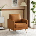 VINGLI PU Leather Accent Chair, Mid-Century Modern Living Room Chairs with Removable Cushions, Gold Legs, Upholstered Sofa Armchair for Bedroom, Office, Apartment, Play Room