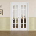 Prehung French Door 48' x 80' (2x24 in), 10-Lite Tempered Clear Glass Door Slabs with Jamb, Black Hinges, 4 Levers & Latch, Solid Core Interior Door, Pre-Finished & Paintable,Double Doors Interior