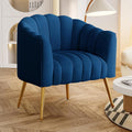 Dewhut Oversized Pumpkin Couch Accent Chair, Modern Comfy Velvet Upholstered Barrel Chairs, Luxury Single Sofa Armchair for Living Room, Waiting Room, Office and Vanity, (Navy)