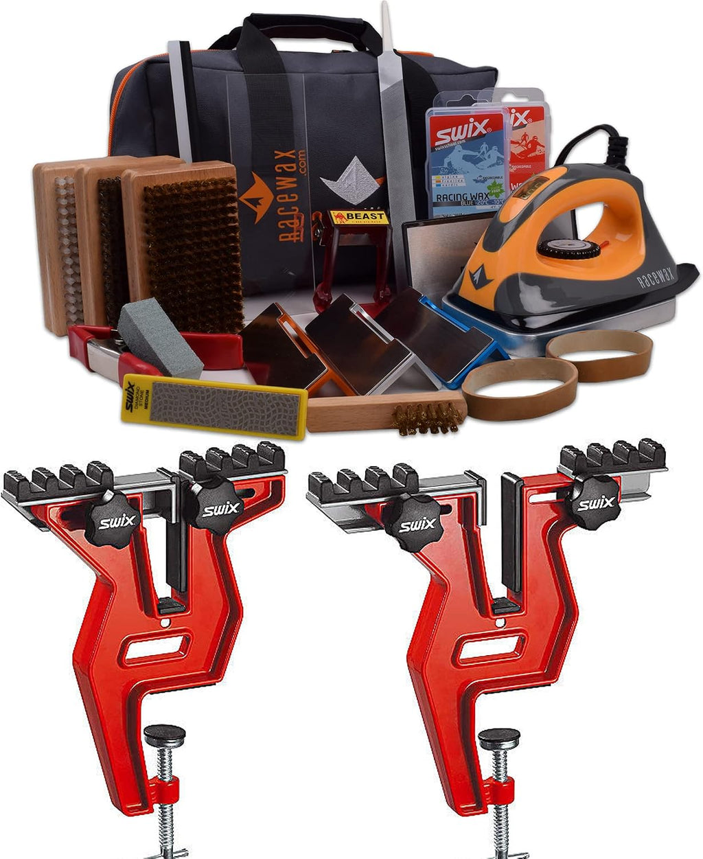 RaceWax Pro Tune Ski Snowboard Wax Kit Plus Snowboard Vise - (ZB-5952)