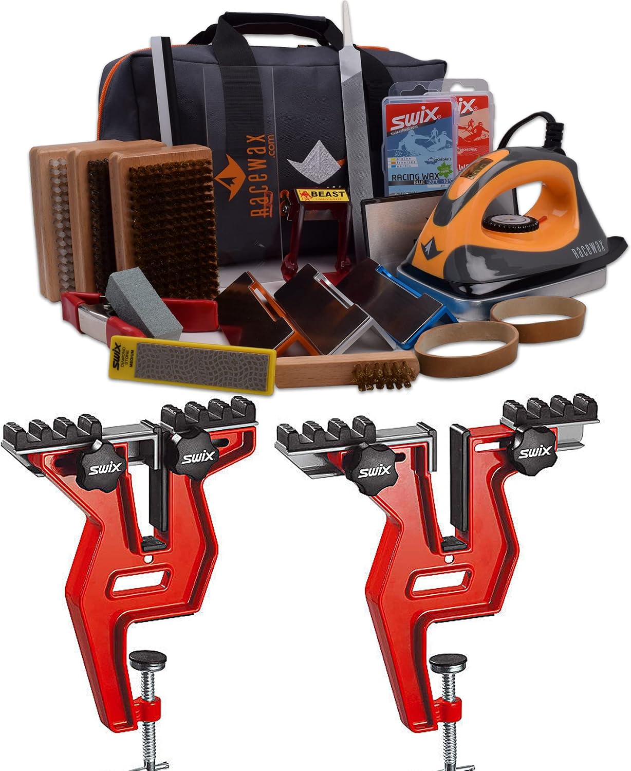RaceWax Pro Tune Ski Snowboard Wax Kit Plus Snowboard Vise - (ZB-5952)