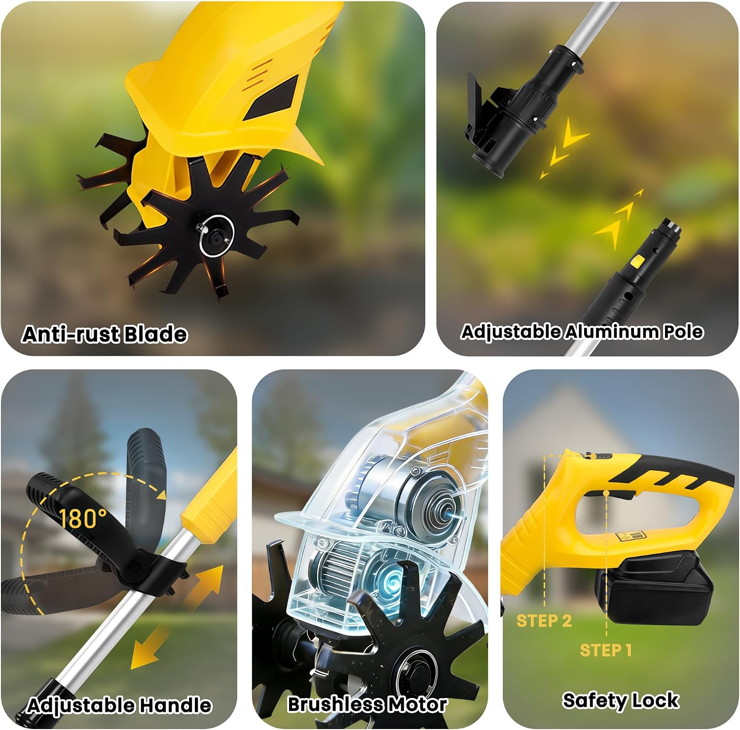 20V Mini Cordless Tiller for Gardening, 6 Lbs Ultra Lightweight Electric Garden Tiller for Women/Seniors, 6.3' Width & 4' Depth, Rototiller for Lawn/Soil Cultivation, Gardening Gifts for Parents