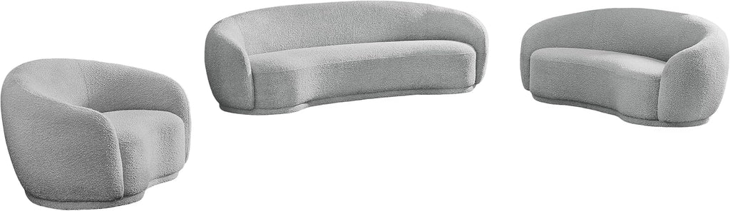 Meridian Furniture 693Grey-C Hyde Collection Modern | Contemporary Boucle Fabric Upholstered Accent Chair with Rounded Back, Grey, 42' W x 38' D x 27.5' H
