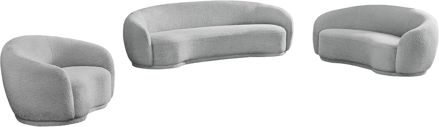 Meridian Furniture 693Grey-C Hyde Collection Modern | Contemporary Boucle Fabric Upholstered Accent Chair with Rounded Back, Grey, 42' W x 38' D x 27.5' H
